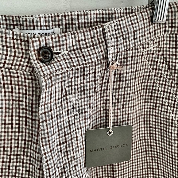 NWT Martin Gordon Bermuda shorts Brown/gray/tan/off-white Gingham Linen sz 33 - Picture 2 of 10